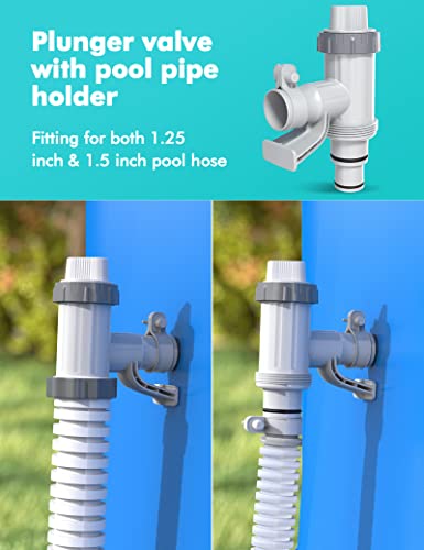 【PATENTED】MASCARRY Above Ground Swimming Pool Hose Adapter with Plunger Valve and Pipe Holder - Replacement Parts for Pool Pump System (1 Pack) - style: 1 PACK