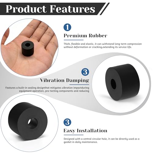 8 PCS Multi Purpose Rubber Spacer, 1-1/5" OD x 3/8" ID x 3/4" Thickness Rubber Washers for Screws, Anti Vibration Pads for Bolts, Car, Boat, Home (30 * 10 * 20mm) - size: 1-1/5" OD x 3/8" ID x 3/4" Thickness