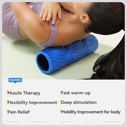 SUBCULTUREPICK Medium Density Foam Roller for Deep Tissue Muscle Massage | 15" Wave Textured Muscle Back Roller for Back and Leg Muscles - Self Myofascial Release of Painful, Fitness for Pilates, Yoga - color: Blue