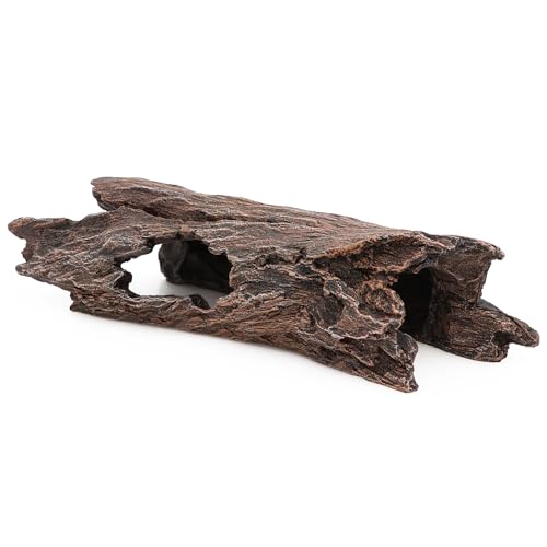 AQUA KT Reptile Hideout Tree Trunk Hollow Log Cork Bark for Lizard Bearded Dragon Snake Chameleon Hermit Crab Leopard Gecko Terrarium Habitat Decoration