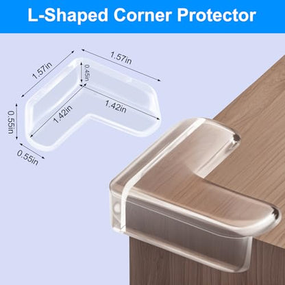 Corner Protectors, 12 Pack, Baby Proofing Corner Guards, Clear and Transparent Corner Bumper & Edge Cushion for Furniture, Table, Cabinet Sharp Corner & Edge, Baby Safety Material (L-Shaped)