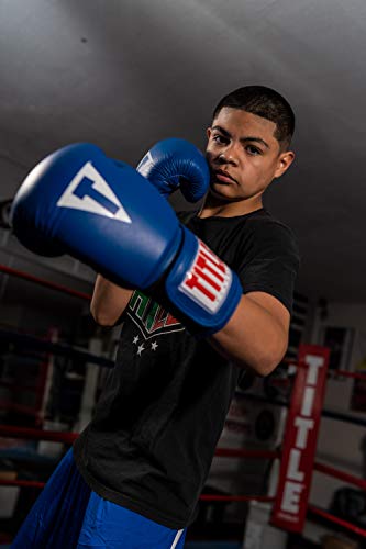 Title Classic Leather Elastic Training Gloves 2.0 - color: Blue, size: 16 oz