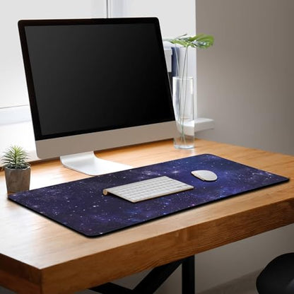 Office Desk Pad Galaxy Universe, Gaming Mousepad XXL Mouse Pads Large Mouse Pad, Work Desk Mat Non-Slip Rubber Base, 35.4 X 15.7 inch for Work/Game/Office Starry Night Sky Stars Outer Space - color: Galaxy Universe