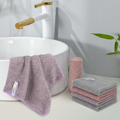 Microfiber Face Towels Soft Washcloths 12Inch x 12Inch 6 Pack Multicolor - color: Curry+green+purple