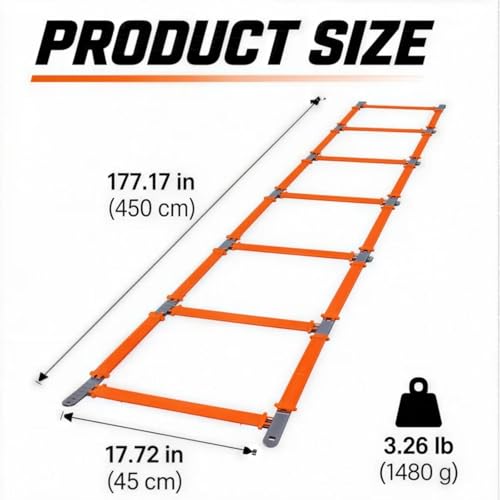 Speed Ladder, Agility Ladder Speed Training Equipment, 2-in-1 Adjustable Hurdle Ladder for Soccer, Rugby, Fitness, Footwork and Agility Training