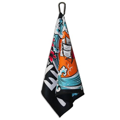 RokFit Gym & Golf Towel – Multi-Use, Quick-Dry, Durable Utility Towel with Bold Graphic and Carabiner Clip (Defy The Odds) - color: Defy the Odds