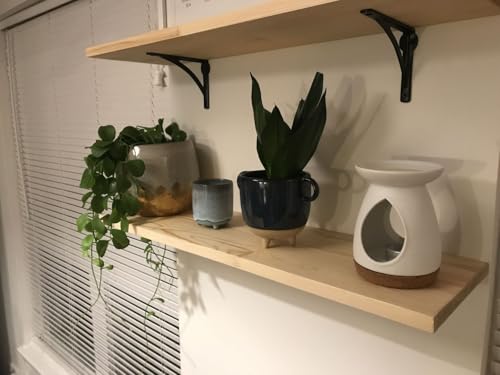 STYLENT Decor Decorative Brass Shelf Bracket, Heavy Duty and Antique Shelf Bracket for Shelving Modern L Shaped Design (Pack of 1) ( Black, 4.5 Inches)