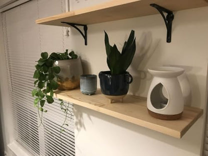 STYLENT Decor Decorative Brass Shelf Bracket, Heavy Duty and Antique Shelf Bracket for Shelving Modern L Shaped Design (Pack of 1) ( Black, 4.5 Inches)