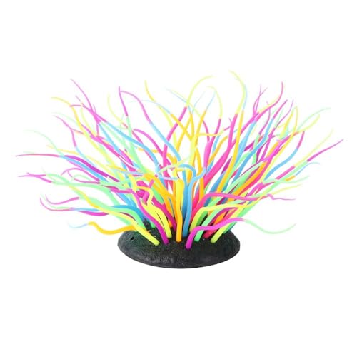 Luminous Silicone Anemone Corals Lifelike Underwater Plant Simulation Glow in The Dark Aquarium Decor for Fish Tank
