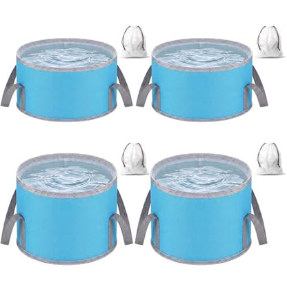 4 Pcs 5 & 2.6 Gallon Bucket Collapsible Foldable Bucket with Handle for Fishing Camping, Car Wash Buckets Foldable Water Container with Carry Bag Portable for Hiking Travel Gardening Beach