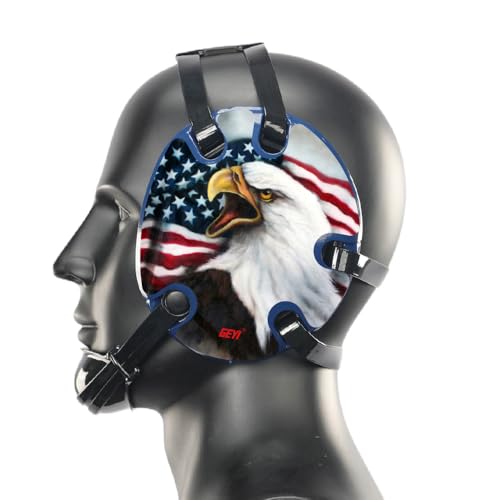 Wrestling Headgear with American Bald Eagle Decals - color: Navy, size: Adult