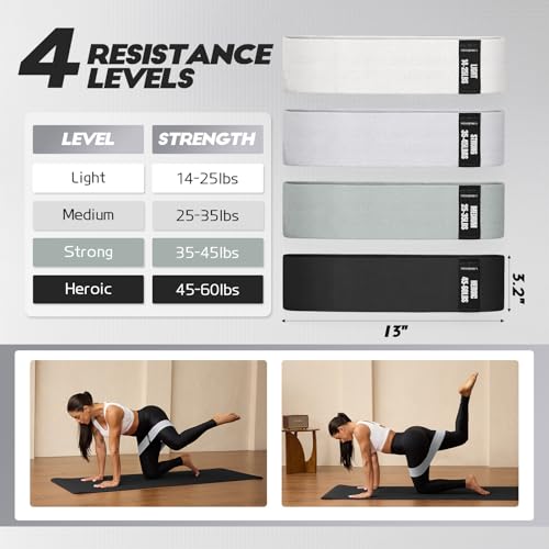 Lianjindun Booty Resistance Bands for Legs & Glutes, Non-Slip Workout Set - color: Gradient Gray