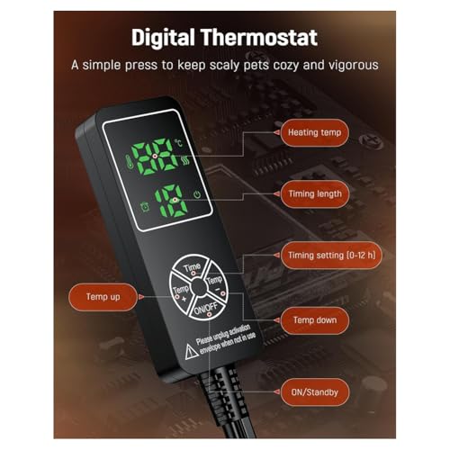 5W Reptile Heat Pad with Digital Thermostat & Timer 7 X 5Inch Reptile Heating Pad Tank Heater Terrarium Heat Mat US Plug