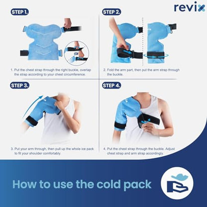 REVIX Shoulder Ice Pack Wrap for Rotator Cuff, Reusable Gel Cold Pack - size: Standard, style: Blue