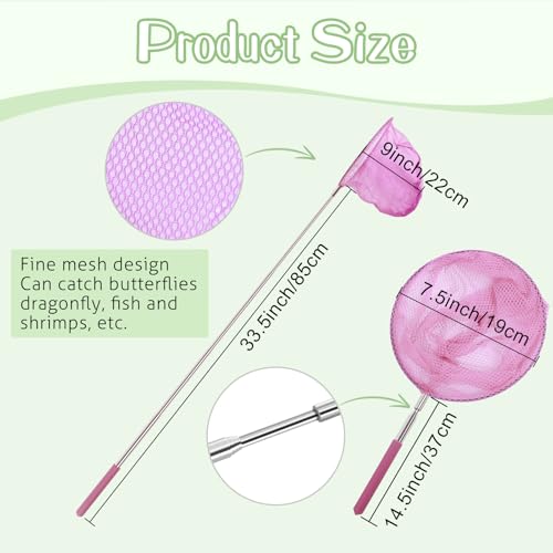 Telescopic Butterfly Nets for Kids Butterfly Catchers for Kids Insect Catching Nets, Great for Catching Insects Bugs Fishing, 3 Packs Catching Nets, Pop up Mesh Cage, Tweezers, Extendable 34 inches