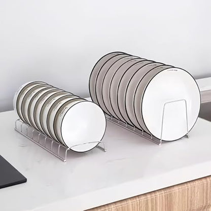 Pot Lid Organizer, 8-Tier Rack Holder, Stainless Steel with Nickel Finish, for Bakeware Dish Plate, Cutting Boards, Pots & Pans, Serving Trays, Reusable Containers in Cabinet Pantry (Long style) - color: Long style
