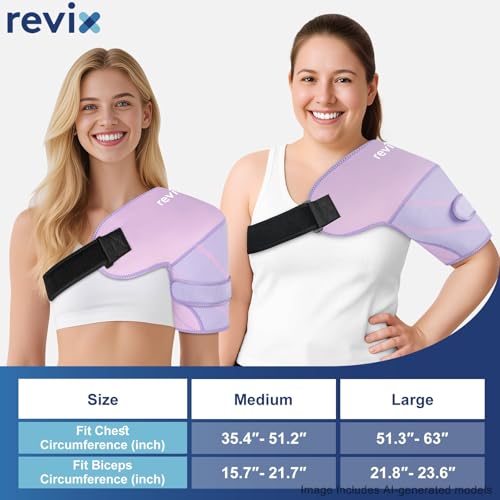 REVIX Shoulder Ice Pack Wrap & Brace for Rotator Cuff & Arm, 2 Gel Packs | Reusable Gel Shoulder Brace for Surgery Recovery, Rotator Cuff & Muscle Relief, for Men & Women, Purple - size: Medium, style: Purple, 2 Gel Packs+1 Shoulder Brace