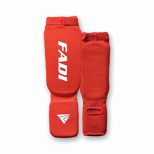 Shin Guards – Durable Leg & Instep Protection for Muay Thai, Kickboxing, MMA, BJJ, Karate & Taekwondo | Lightweight Training & Sparring Shin Instep Guard - color: Red, size: Large