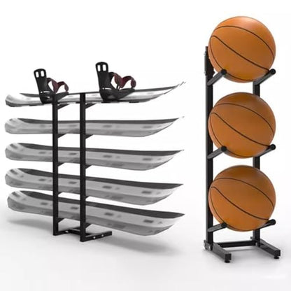 Rygcrud Floor Stand Skateboard Racks, Indoor Snowboard Storage for Skis/Longboard/Scooter, Commercial Display Rack Sports Mat Holder for Home, Garage, Gym(7 Tiers/H:119 CM) - size: 7 tiers/H:119 CM