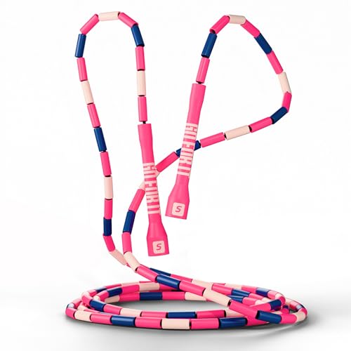 Sportbit Custom-Fit Beaded Jump Rope – Adjustable Length for Kids & Adults, Men & Women – Durable Fitness Rope for Gym & Home - color: Pink / White / Navy