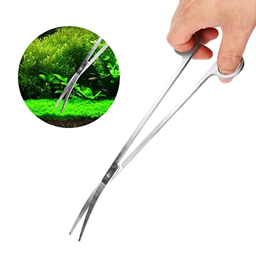 Luocute Aquarium Tools Kit, 6 in 1 Stainless Steel Scissor Tweezer Spatula Set with Storage Bag for Fish Aquarium Plant Care, Tweezers Scissors Spatula Scrapers Tool Set