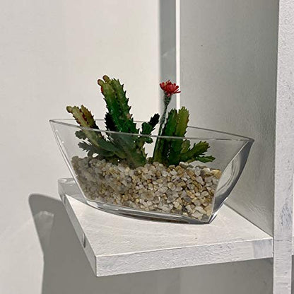WGV Glass Candle Holder, Length 8.25", Width 2.5", Height 3", Clear Boat Floral Tea Light Pillar Container Planter Terrarium for Wedding Party Ceremony Event Office Home Decor 1 Piece - size: 8.25" Long