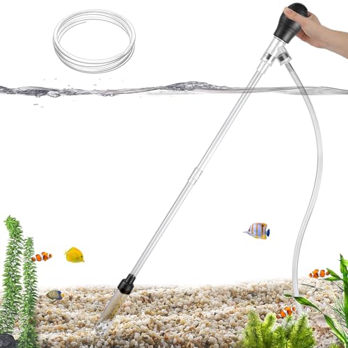 Aquarium Gravel Cleaner 6Ft Hose Silicone Airbag Fish Tank Water Changer Gravel Vacuum Adjustable Length ABS(for 5~20Gal Tank) - size: M(5~20Gal)