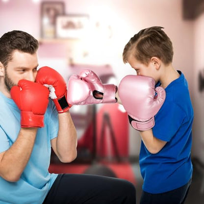 Garneck Kids Boxing Gloves: Toddler Punching Training Gloves for Boys Girls Ages 3-8 Pu Leather Sparring Mitts for Kickboxing Muay Thai MMA & Heavy Bag, Pink