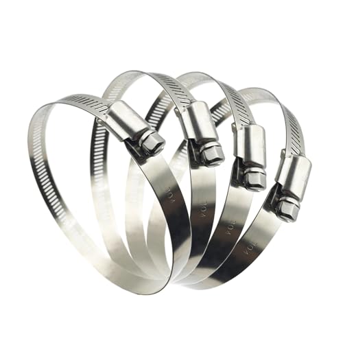 4Pcs 4.5" Adjustable 304 Stainless Steel Duct Clamps For 4" Hose Clamp Pipe Clamp Air Ducting Clamp worm drive hose clamps (Silver)