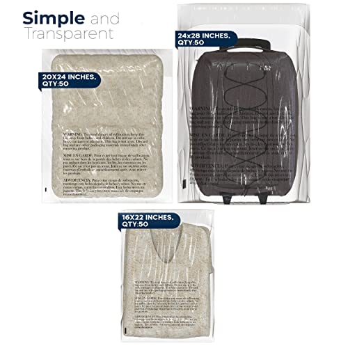 Poly Bags with Suffocation Warning 16x22, 20x24, 24x28 - X-Large Combo Pack of 150 (50 each size) - Clear Poly Bags by Retail Supply Co - Resealable
