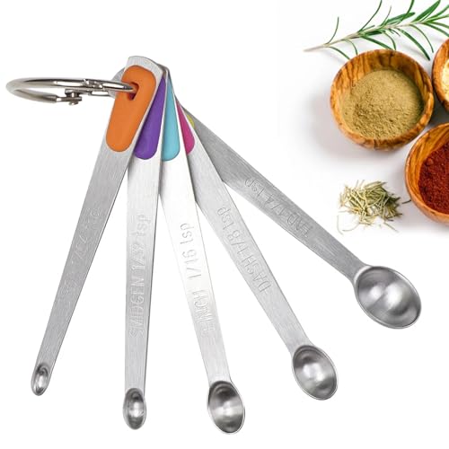 Measuring Spoons Set, Small Measuring Spoon 1/64, 1/32, 1/16, 1/8, 1/4 tsp, Mini Measuring Spoons, Stainless Steel Measuring Spoons, Set of 5