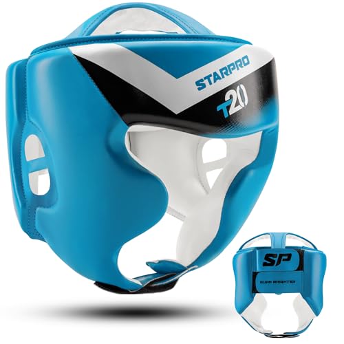 Starpro Boxing Headgear for Men Women - Safety Headguard with Padding - Muay Thai MMA Training Sparring Karate - color: Solar blue / White, size: X-Small