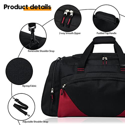Mens Gym Bag, 55L Large Sports Duffle Bags, Workout Bags Lightweight - color: Black Red