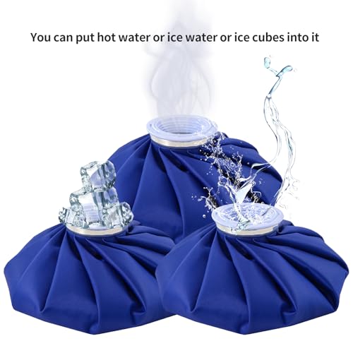 Ice Pack Ice Bag for Injuries, Refillable Ice Bags Reusable Ice Pack Hot Water Bottle Hot Water Bag for Knee Head Foot Pain Relief,4 Packs(6”&9”&11”Wrap Band) - size: 6" & 9" & 11" with Wrap, style: Blue