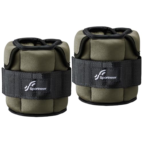 Sportneer Adjustable Ankle Weights with Removable Weights, Easy to Adjust - color: Army Green