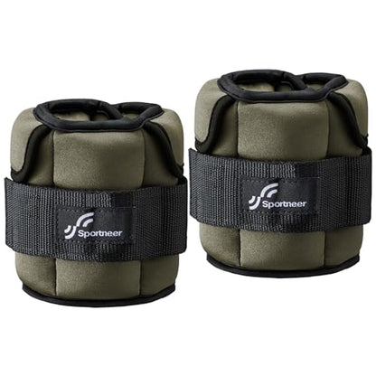 Sportneer Adjustable Ankle Weights with Removable Weights, Easy to Adjust - color: Army Green