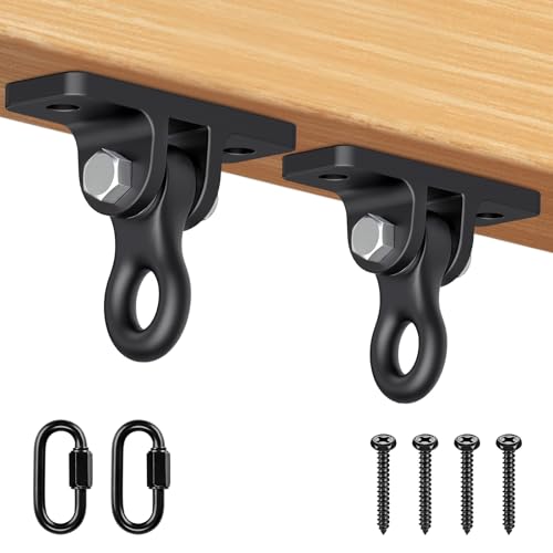 SELEWARE Heavy Duty Black Swing Hangers 2400LB Capacity Porch Swing Hanger | One-Piece Cast Iron Swing Hooks for Wooden Sets Playground Porch Yoga Hammock Chair Heavy Bag Indoor & Outdoor Use, 2 Pack - color: A: Black Swing Hangers (2 Pack)