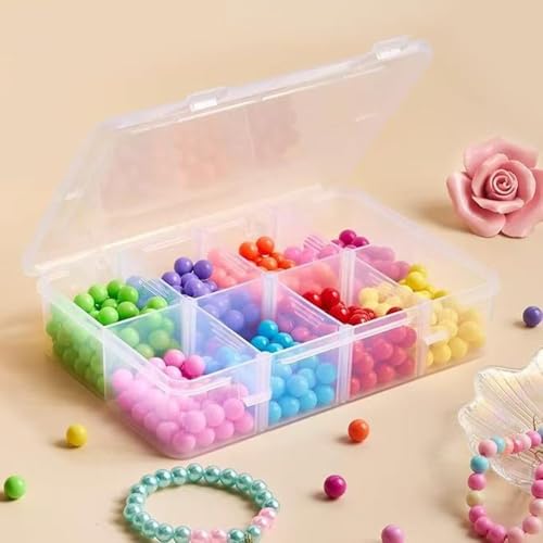 2 Pack 8 Grids Bead Organizers and Storage, Plastic Organizer Box with Removable Dividers Tackle Box Organizer for Jewelry, Art DIY Crafts, Beads,Electronics and Small Parts