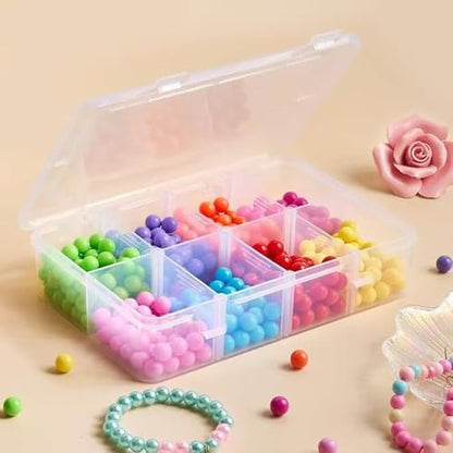 2 Pack 8 Grids Bead Organizers and Storage, Plastic Organizer Box with Removable Dividers Tackle Box Organizer for Jewelry, Art DIY Crafts, Beads,Electronics and Small Parts