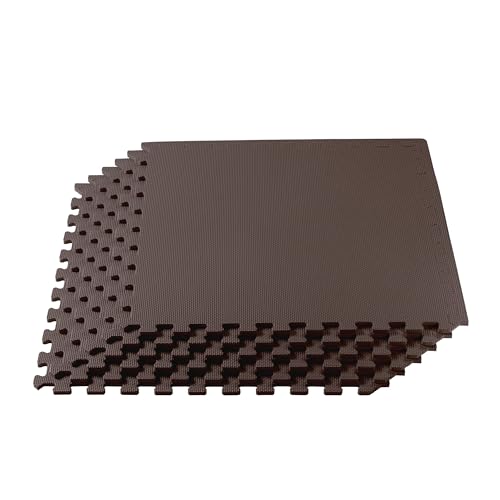 We Sell Mats 3/8" Thick Multipurpose EVA Foam Exercise Floor Mat, Interlocking Tiles, Anti-Fatigue for Home or Gym - color: Brown, style: 16 Square Feet (4 Tiles)
