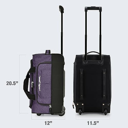 Pacific Gear Duffel Bag with Rolling Wheels - color: Purple, size: 21 inch