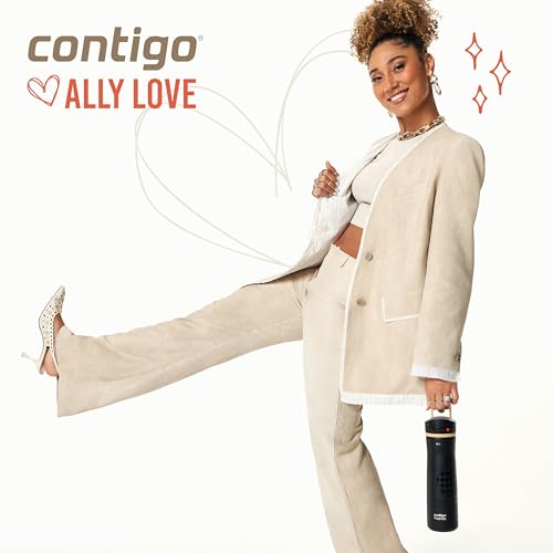 Contigo x Ally Love Jackson Chill 2.0, Stainless Steel, Spill Proof Water Bottle with AutoPop Lid, BPA Free, 24oz, Violet - color: Violet, size: 24oz (Pack of 1), style: Ally Love