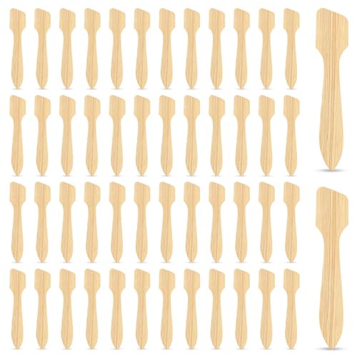 Bamboo Cosmetic Spatulas (50 Pack) – Biodegradable Spatula for Creams, Skincare & Crafts | Essential Esthetician Supplies | Eco-Friendly Makeup Applicator for Lotion & Facial Use | Natural BPA Free