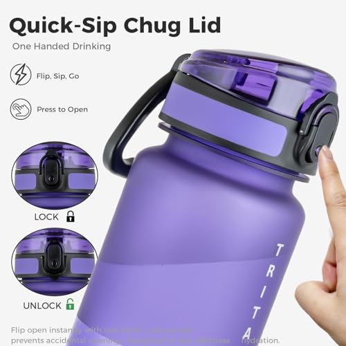 32oz Clear Tritan Water Bottle with Chug Lid - color: Purple