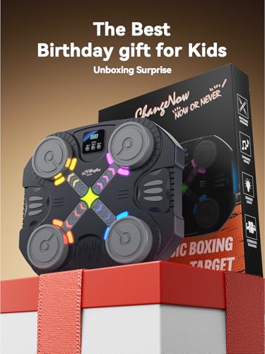 Music Boxing Machine for Kids-Interactive Wall Mounted Punching Target with Sound & Lights,Boxing Trainer Machine Fitness Game Gymnastics Equipment for Home,Birthday Gift for Boys Girls Age 3-12 - color: 4 Strike Points-kids 3+