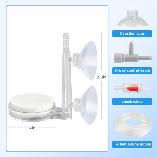 AQUANEAT Aquarium Air Stone Disc, 1.4 Inch Nano Bubble Stone Kit Quiet Dissolved Oxygen Diffuser with Accessories tubing and valves for Small Fish Tank