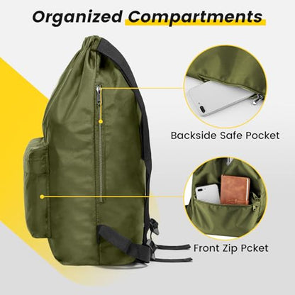 Vorspack Drawstring Backpack with Front & Side Pocket for Men Women - color: 02-green