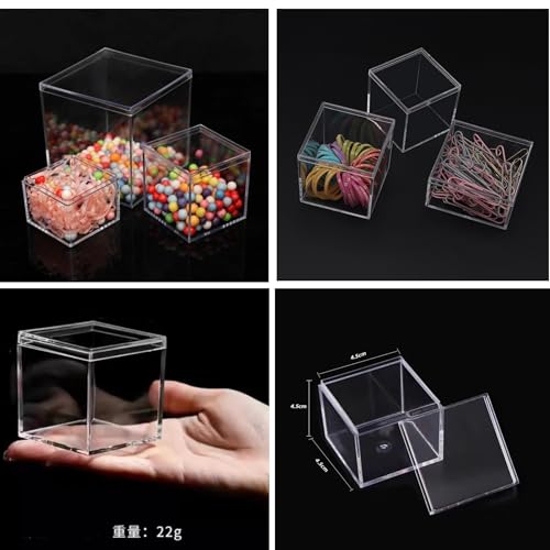 Acrylic Candy Box with Lid Small Clear Acrylic Square Cube Plastic Storage Box for Birthday Party Favor Jewelry Box - size: 1.8 x 1.8 x 1.8 Inch