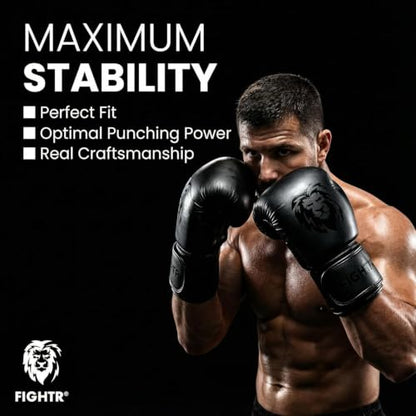 FIGHTR® Boxing Gloves - Pro Training Sparring Gloves - color: All Black, size: 08 oz