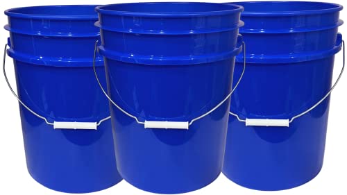 5 Gallon Reflex Blue Food Grade BPA Free Bucket Pail with Screw on Air Tight lids Covers (Pack of 3) Made in USA